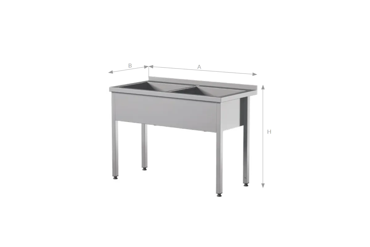 Stół z basenem dwukomorowym, ze stali nierdzewnej, Edenox SBTW-2PL