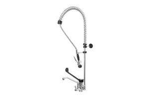 ONE HOLE PRE-RINSE UNIT WITH SWINGING SPOUT, PLASTIC CLINICAL LEVER AND BASIC SHOWER HAND