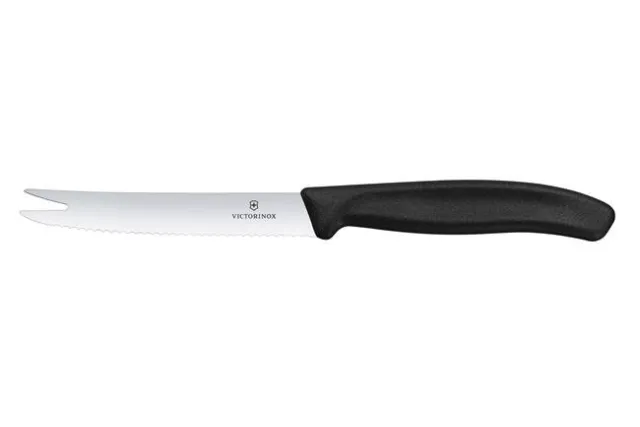 Victorinox Swiss Classic Nóż do sera i kiełbasy, ostrze ząbkowane, 110mm, czarny