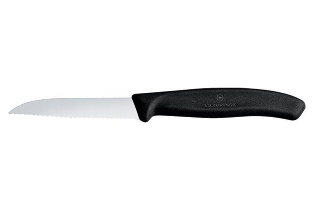 Victorinox Swiss Classic Nóż do obierania 8 cm, ząbkowane ostrze, czarny