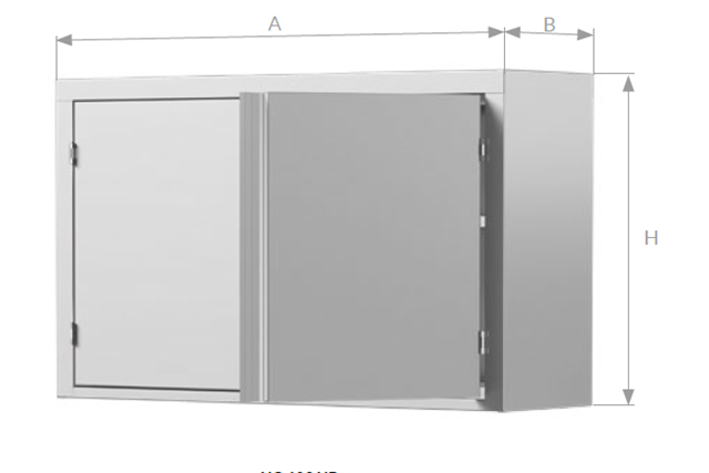 Szafka wisząca 2-drzwiowa, drzwi skrzydłowe, ze stali nierdzewnej, Edenox HC HD 2