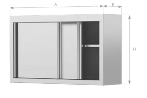 Szafka wisząca 2-drzwiowa, drzwi suwane, ze stali nierdzewnej, Edenox HC SD