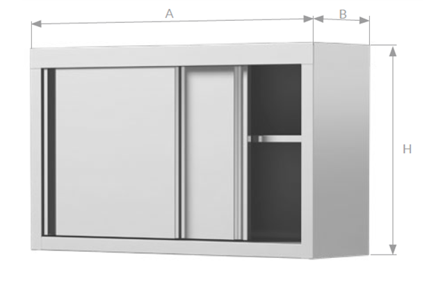 Szafka wisząca 2-drzwiowa, drzwi suwane, ze stali nierdzewnej, Edenox HC SD