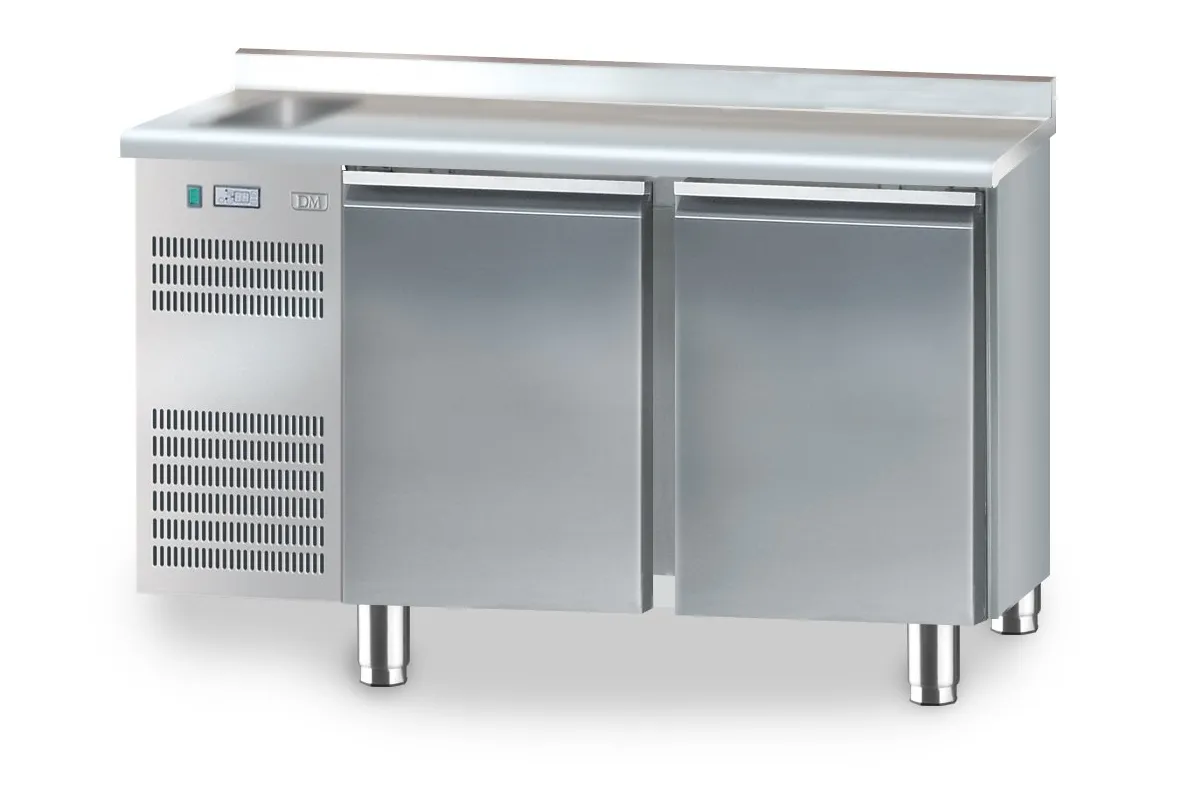 Stół chłodniczy dwudrzwiowy ze zlewozmywakiem, gł.600 Dora metal DM‐91002.0.0