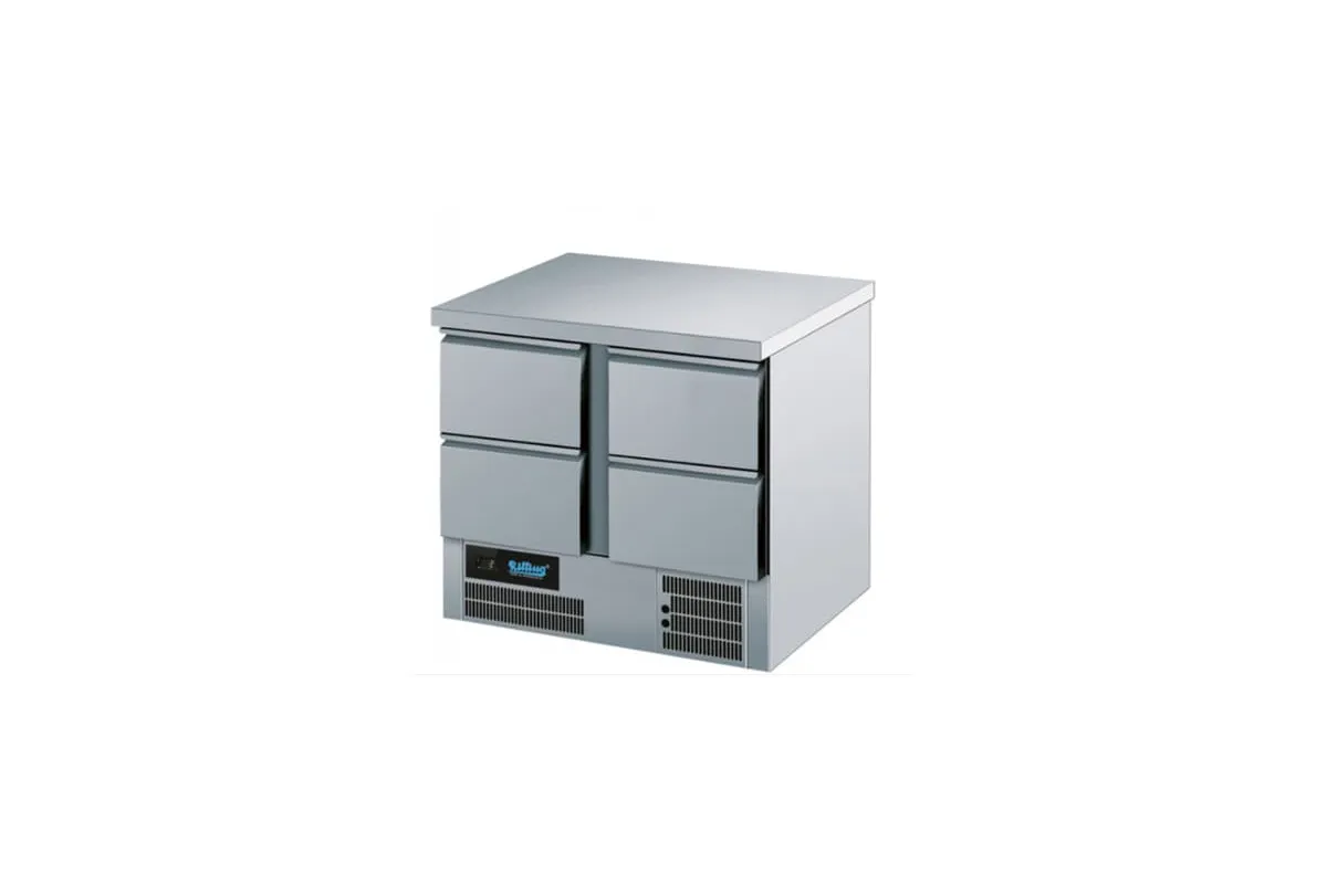 Stół chłodniczy GN 1/1 z własnym chłodzeniem z blatem bez rantu tylnego 4 szuflady  AKTT07954AEV