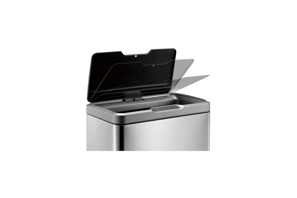 KOSZ AUTOMATYCZNY SENSOR, BEZDOTYKOWY, PROSTOKĄTNY, SZEROKI, STAL MATOWA 45 L