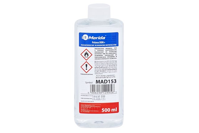 Płyn dezynfekcyjny MERIDA POLANA DDR+ do higienicznej dezynfekcji rąk, butelka 500 ml Merida MAD153