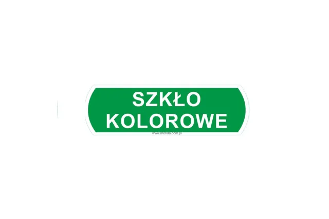 NAKLEJKA NA KOSZE DO SEGREGACJI ODPADÓW " SZKŁO KOLOROWE" , DUŻA, WYMIARY: 14 ,5 CM X 4 ,4 CM Merida DX684