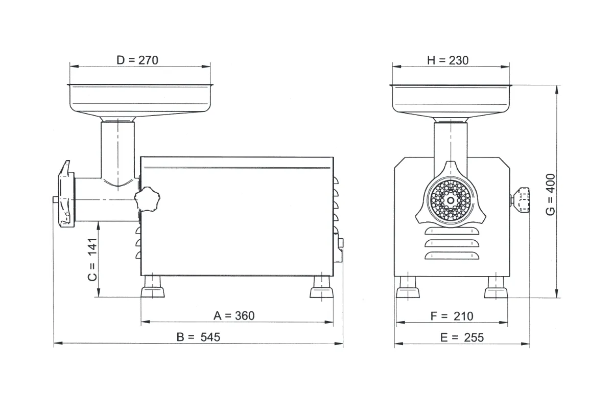 WILK maszynka do mięsa z sitkiem 8 mm Ma-Ga TC22