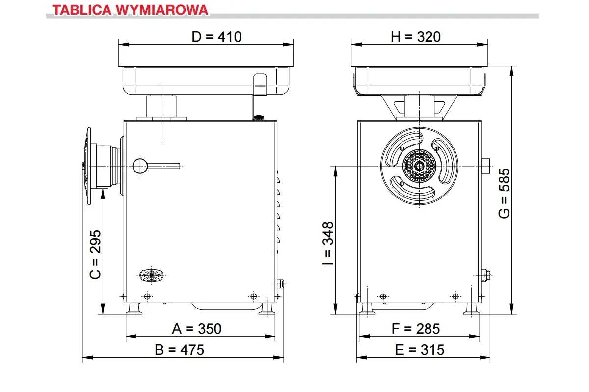 Wilk do mięsa z UNGEREM 3-elementowym Ma-Ga WM22.2-U3 | 1-fazowy 