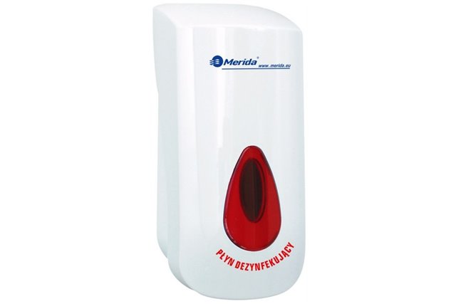 DS1TC Dozownik płynu dezynfekcyjnego w sprayu MERIDA TOP z czerwonym okienkiem DTR401