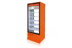 Szafa chłodnicza, dwustronnie przeszklona z szybą stałą od strony klienta, oświetlenie LED oraz z osłoną stopek, typ 4 klasa kl
