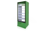 Szafa chłodnicza, dwustronnie przeszklona z szybą stałą od strony klienta, oświetlenie LED oraz z osłoną stopek, typ 4 klasa kl