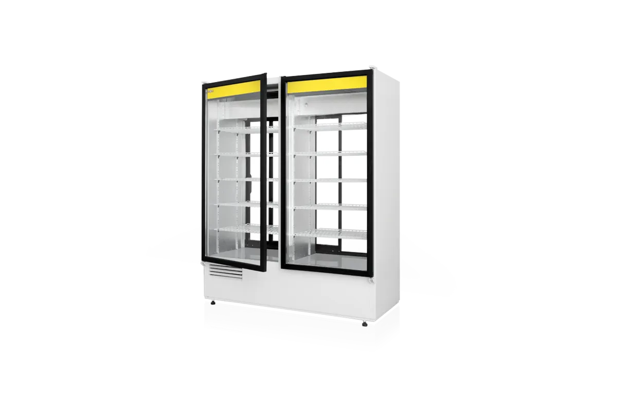 Szafa chłodnicza dwustronnie przeszklona, przesuwne drzwi od strony obsługi, typ standard 3 klasa klimatyczna, model SCH-2SR120