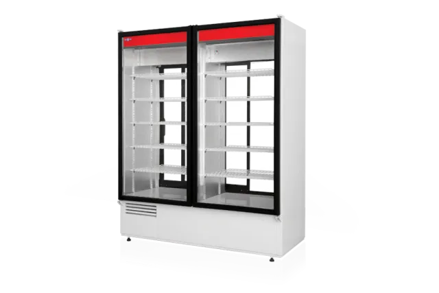 Szafa chłodnicza dwustronnie przeszklona, przesuwne drzwi od strony obsługi, typ standard 3 klasa klimatyczna, model SCH-2SR140