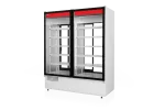 Szafa chłodnicza dwustronnie przeszklona, przesuwne drzwi od strony obsługi, typ 4 klasa klimatyczna, model SCH-2SR1600/1D/AD4KL