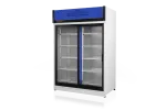 Szafa chłodnicza dwustronnie przeszklona, przesuwne drzwi od strony obsługi, typ AG 3 klasa klimatyczna, model SCH-2SR1200/AG3K