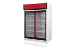 Szafa chłodnicza dwustronnie przeszklona, przesuwne drzwi od strony obsługi, typ AG 4 klasa klimatyczna, model SCH-2SR1600/1D/AG