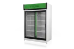Szafa chłodnicza dwustronnie przeszklona, przesuwne drzwi od strony obsługi, typ AG 4 klasa klimatyczna, model SCH-2SR1600/1D/AG