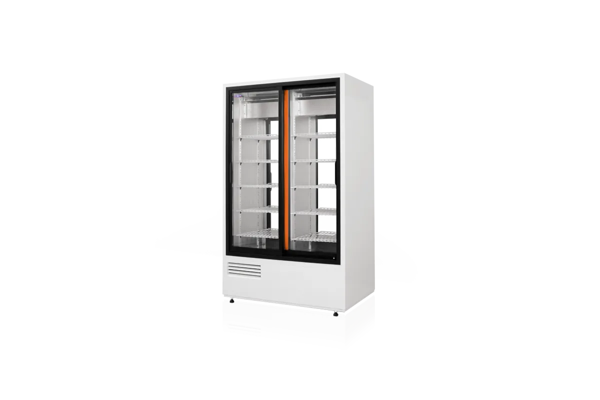 Szafa chłodnicza dwustronnie przeszklona, przesuwne drzwi z obu stron, typ standard 3 klasa klimatyczna, model SCH-2S2R1200/S3K