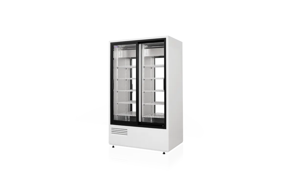 Szafa chłodnicza dwustronnie przeszklona, przesuwne drzwi z obu stron, typ standard 3 klasa klimatyczna, model SCH-2S2R1600/S3K