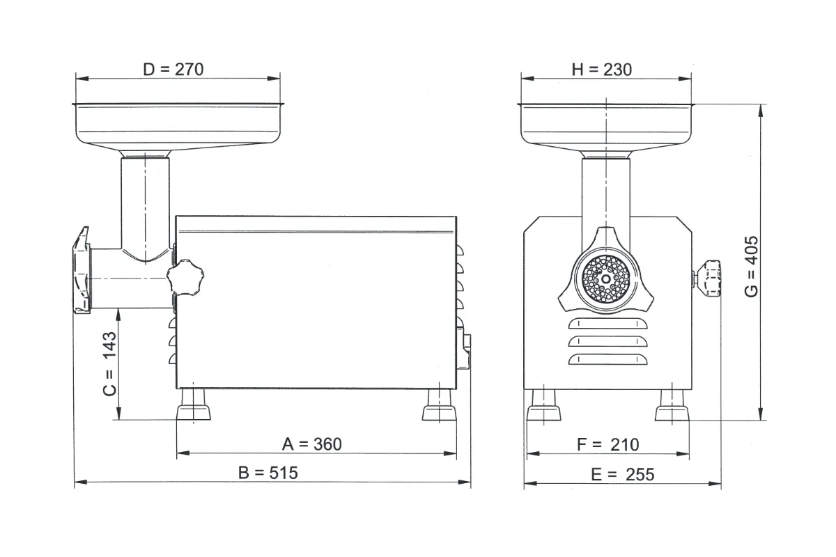 WILK maszynka do mięsa z sitkiem 8 mm Ma-Ga TC12