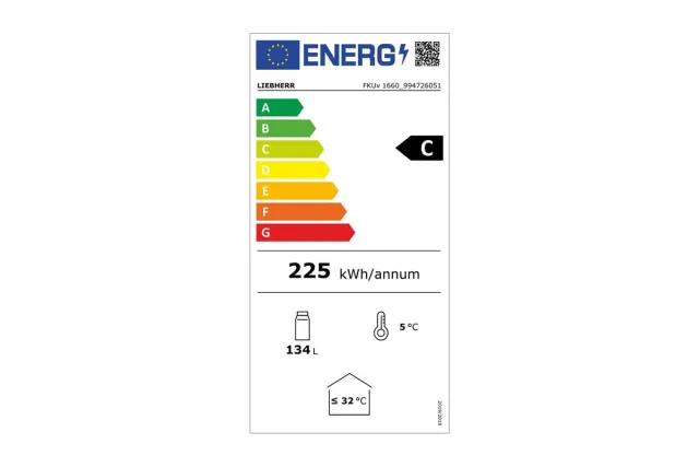 Szafa chłodnicza z możliwością zabudowy pod blat z chłodzeniem powietrzem obiegowym 141l 83x60x61,5 cm Liebherr FKUv 1660