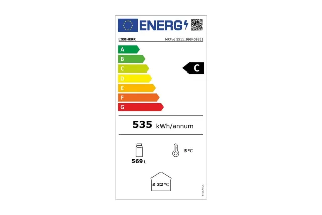 Chłodziarka z chłodzeniem obiegowym 569 l 168,4x74,7x76,9 cm LED drzwi przeszklone Liebherr MRFvd 5511