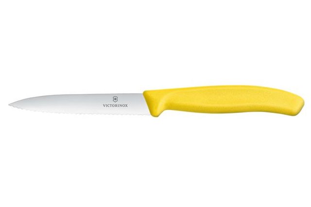 Victorinox Swiss Classic Nóż do jarzyn, ząbkowany, 100mm, żółty