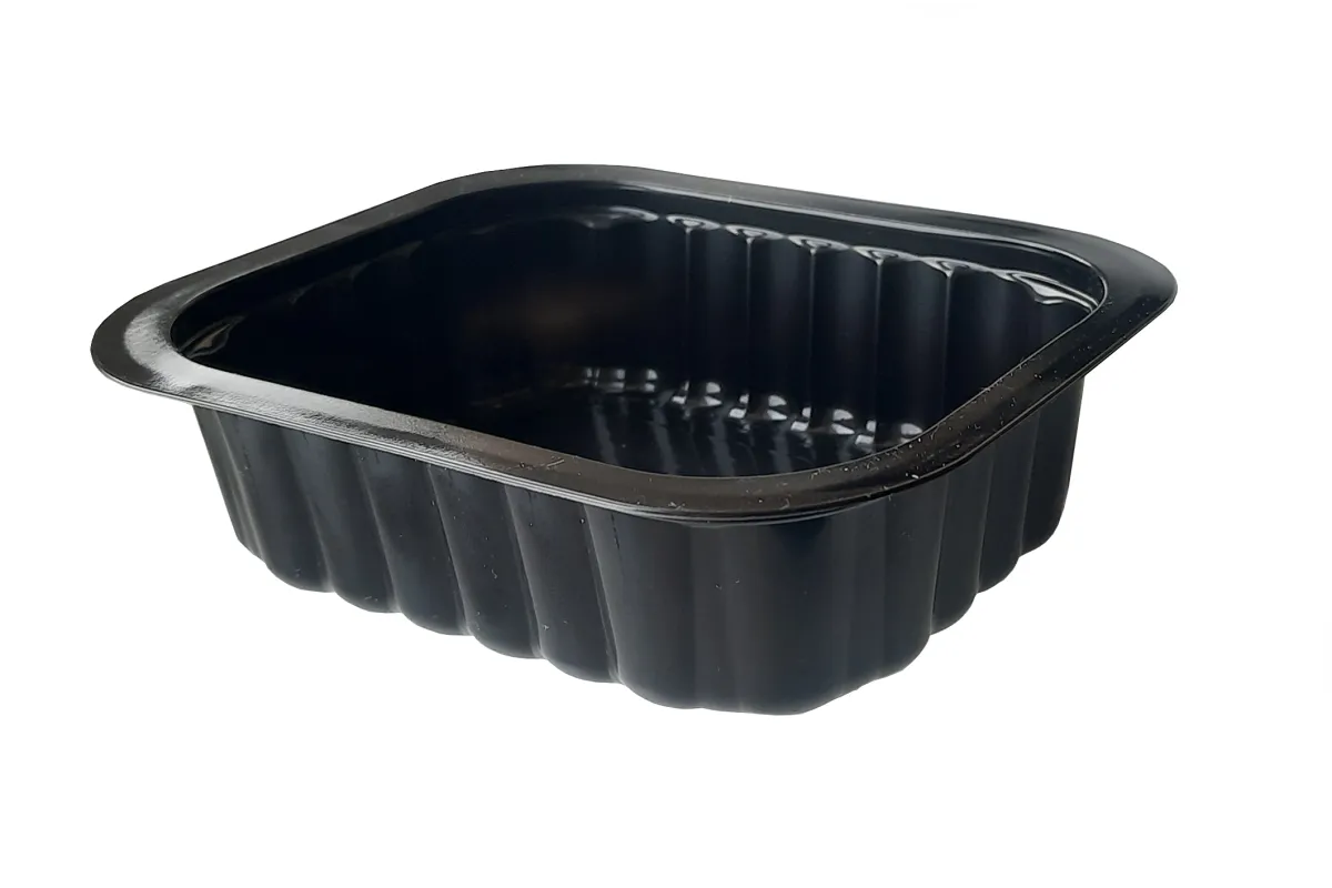 Pojemnik taca do surówek przystawek do zgrzewania PP 138x114x35mm 350ml, czarny, 1 komora (karton. 300 szt) DUNI Baseline 758512