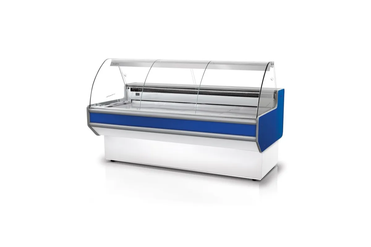 Lada chłodnicza szyba gięta, blat nierdzewny, boki PS-HIPS RAPA L-B1/201/107