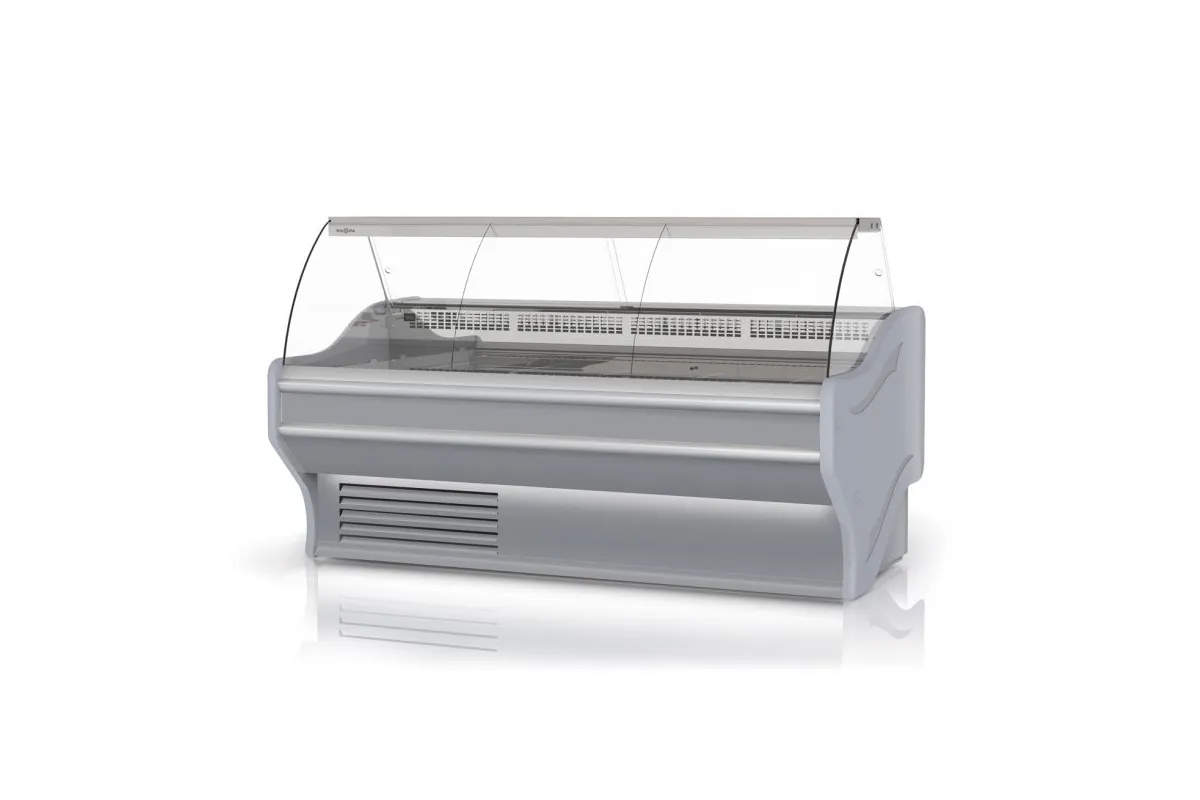 Lada chłodnicza, szyba gięta, blat nierdzewny, boki PS-HIPS RAPA L-E1/80/107