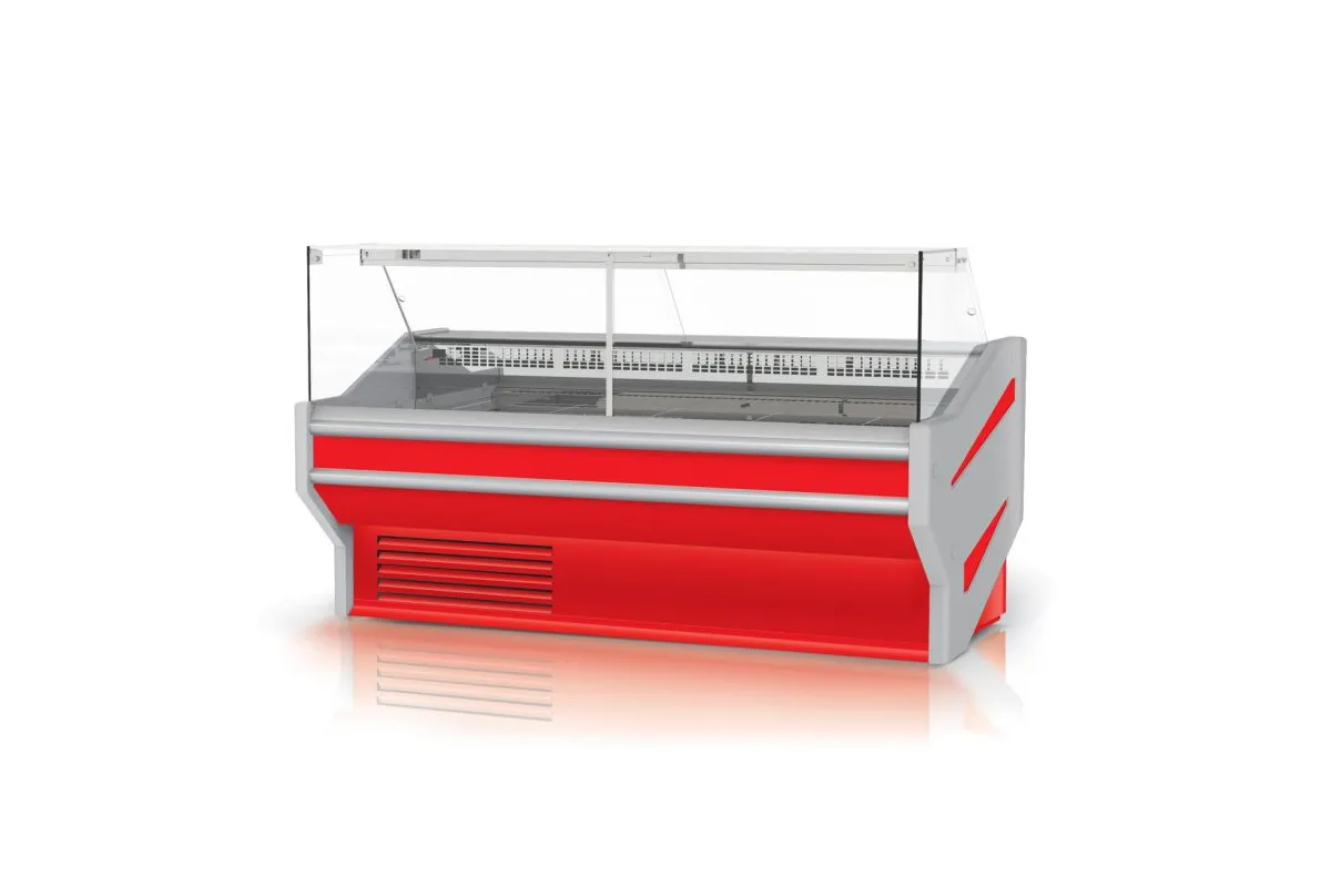 Lada chłodnicza,  szyba prosta pionowa, blat nierdzewny, boki PS-HIPS, RAPA L-F/153/107