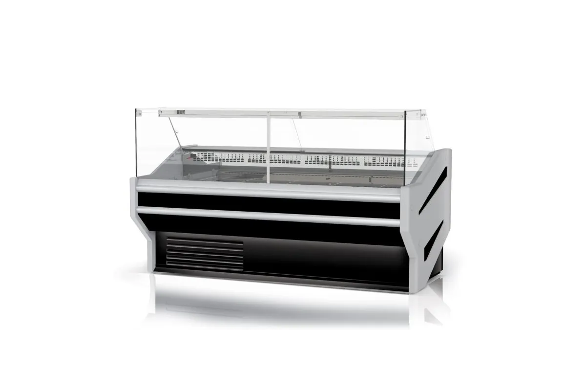 Lada chłodnicza,  szyba prosta pionowa, blat nierdzewny, boki PS-HIPS, RAPA L-F/180/107