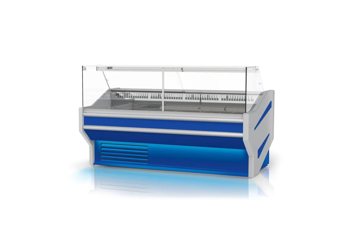 Lada chłodnicza,  szyba prosta pionowa, blat nierdzewny, boki PS-HIPS, RAPA L-F/180/107