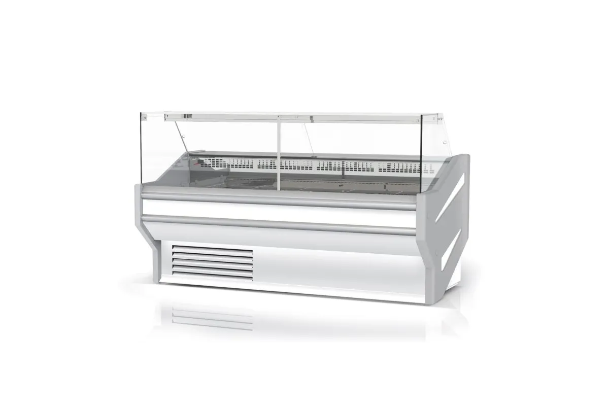 Lada chłodnicza,  szyba prosta pionowa, blat nierdzewny, boki PS-HIPS, RAPA L-F/80/107