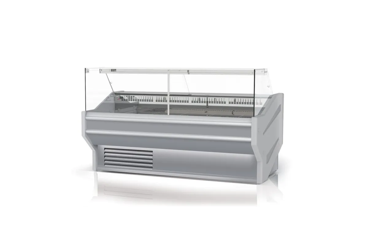 Lada chłodnicza, szyba gięta, blat nierdzewny, boki PS-HIPS, RAPA L-F-max/202/107