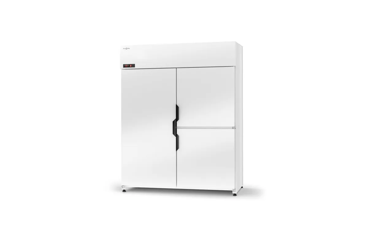 Szafa chłodnicza pojedyncza, drzwi pełne skrzydłowe dzielone, trzydrzwiowa, agregat górny, 4 klasa klimatyczna RAPA SCH-Z1200/3D