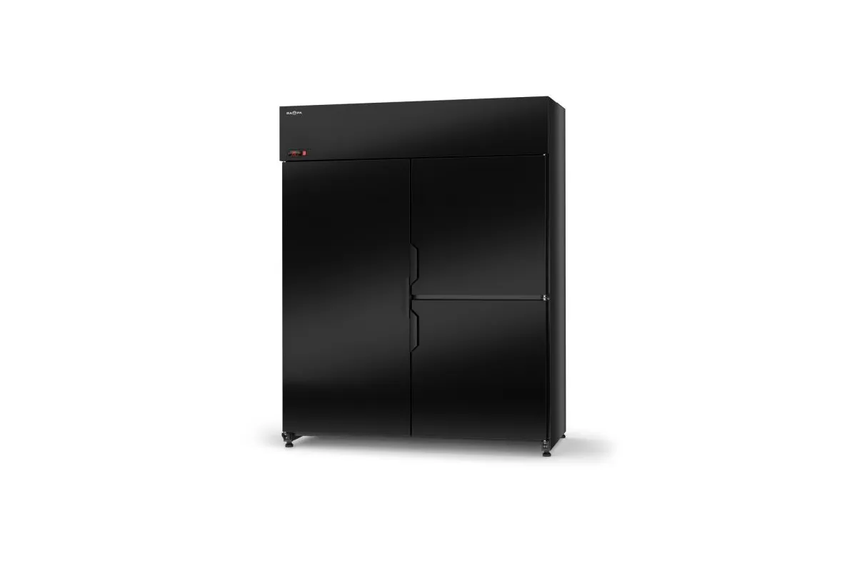 Szafa chłodnicza pojedyncza, drzwi pełne skrzydłowe dzielone, trzydrzwiowa, agregat górny, 4 klasa klimatyczna RAPA SCH-Z1200/3D