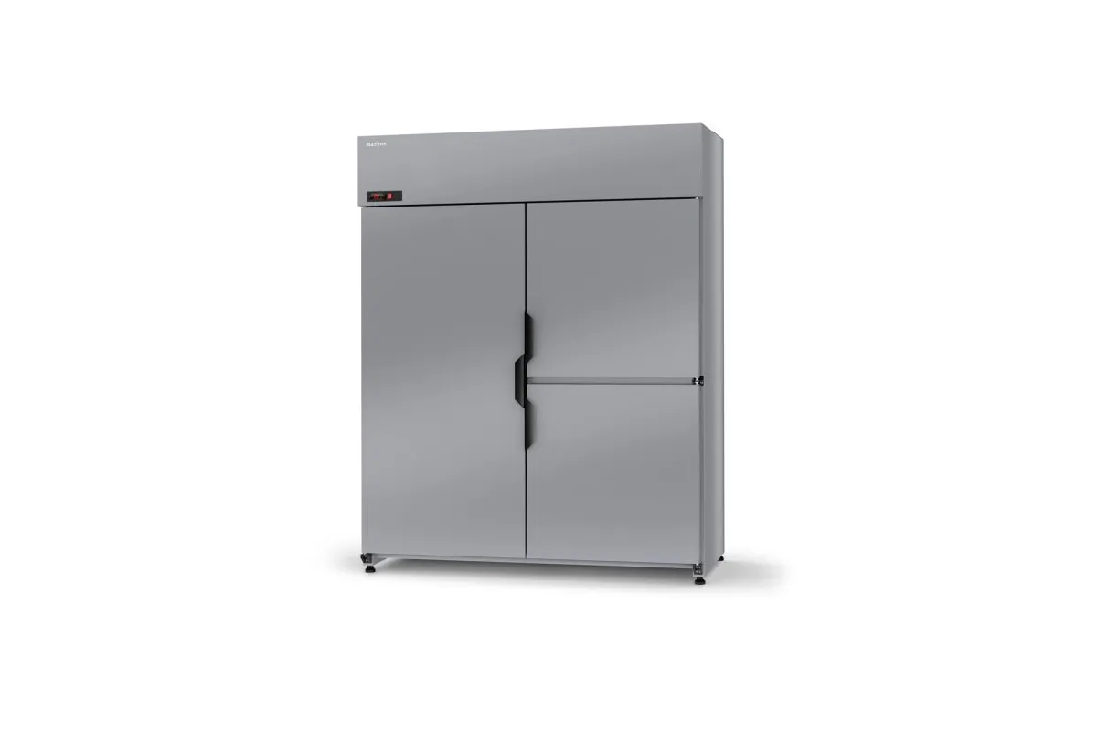 Szafa chłodnicza pojedyncza, drzwi pełne skrzydłowe dzielone, trzydrzwiowa, agregat górny, 4 klasa klimatyczna RAPA SCH-Z1400/3D