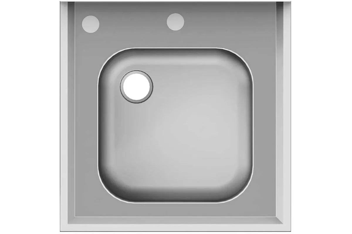 Stół ze zlewem i otworem pod rozdrabniacz, bez półki 700x700x850 mm skręcany Stalgast 980637070