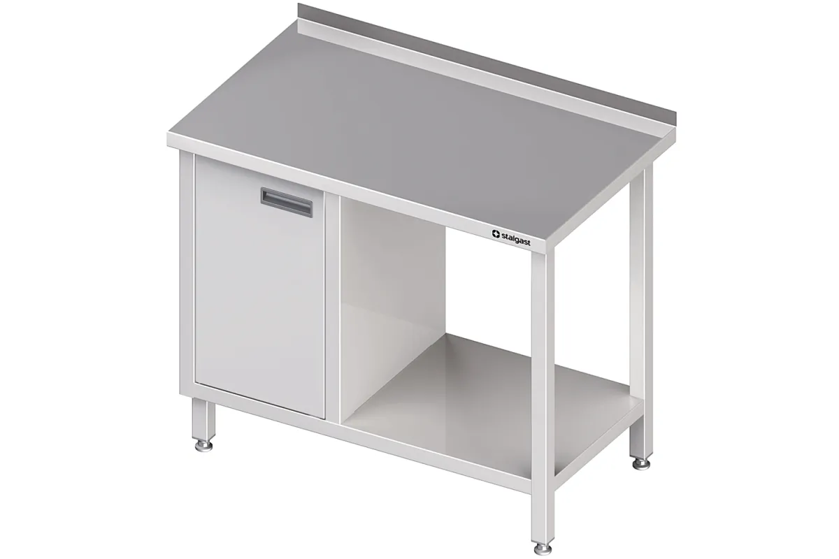 Stół przyścienny z szafką (L),i półką 1300x600x850 mm Stalgast 980506130