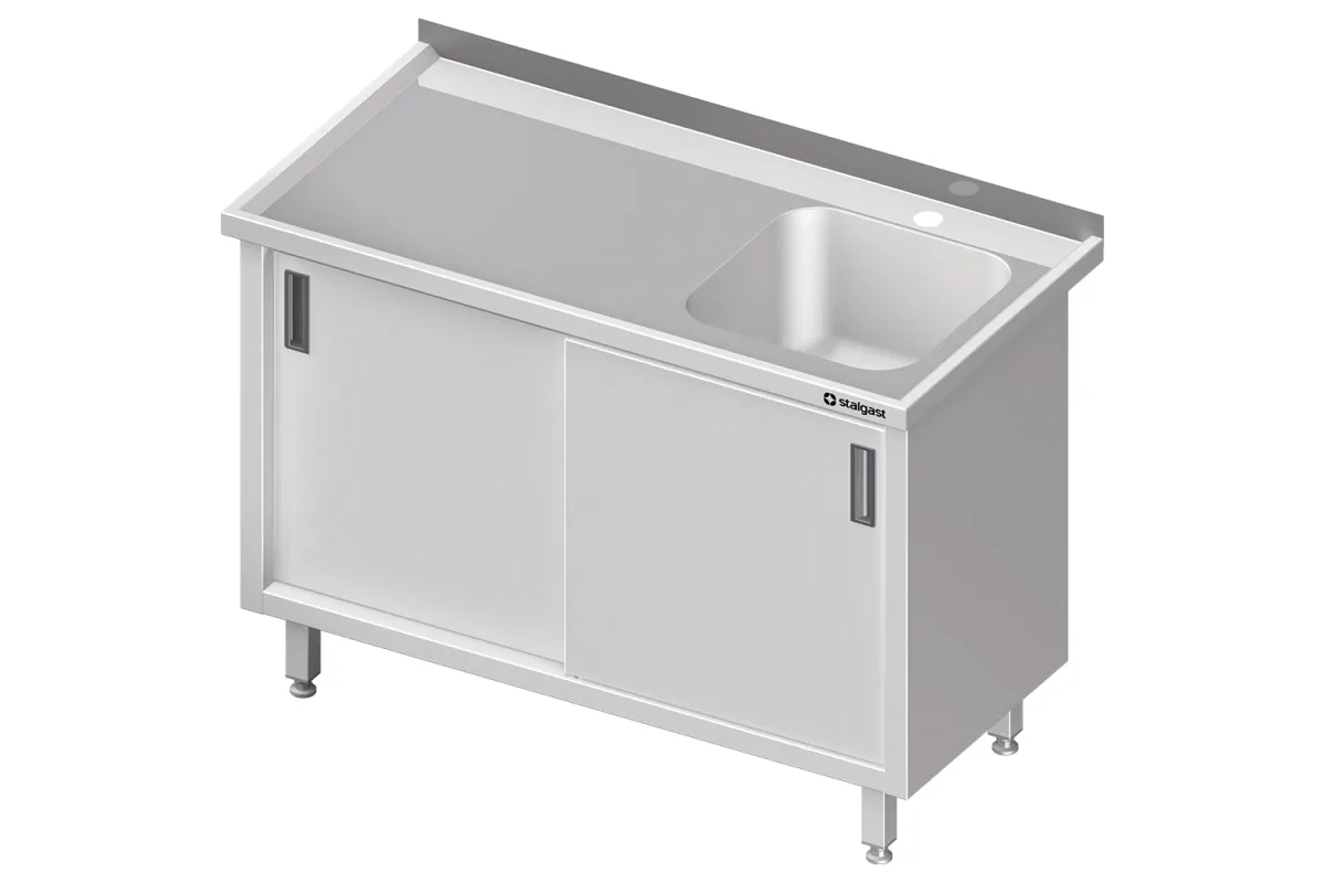 Stół ze zlewem 1-kom.(P),drzwi suwane 1200x600x850 mm Stalgast 980746120