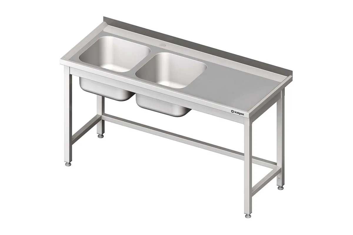 Stół ze zlewem 2-kom.(L),bez półki 1700x600x850 mm Stalgast 980806170