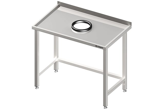 Stół przyścienny bez półki 1000x600x850 mm, z otworem na odpadki Stalgast 980926100