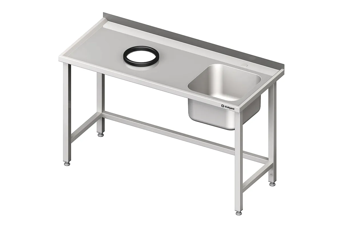 Stół przyścienny ze zlewem, bez półki z otworem 1700x600x850 mm, 1 komora po prawej spawany Stalgast 980936170