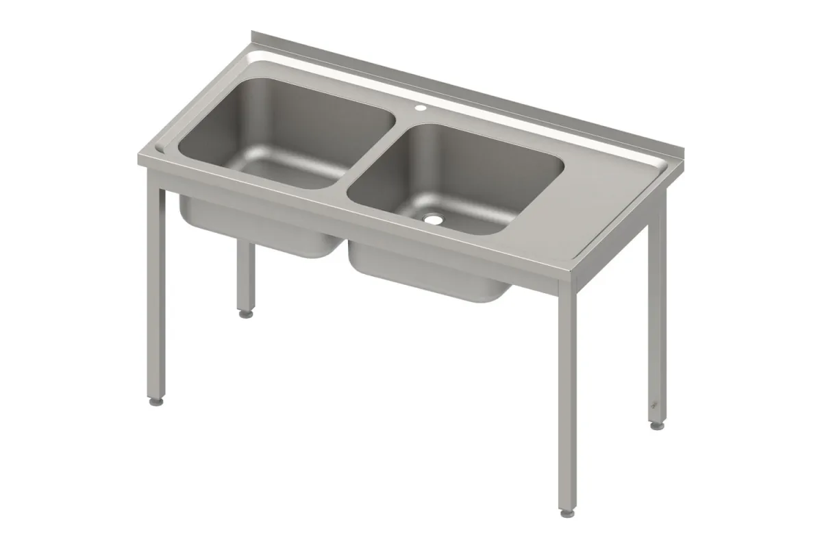 Stół ze zlewem 2-kom.(L),bez półki 1100x700x850 mm skręcany, blat tłoczony Stalgast 983937110