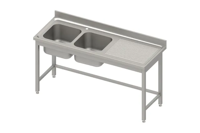 Stół ze zlewem 2-kom.(L),bez półki 1700x700x850 mm, blat tłoczony 100x15x10 Stalgast 984577170