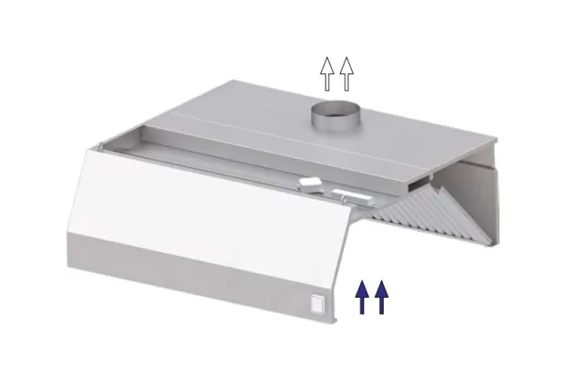 Okap przyścienny trapezowy ze stali nierdzewnej 1100x1100x450 mm Stalgast model 207