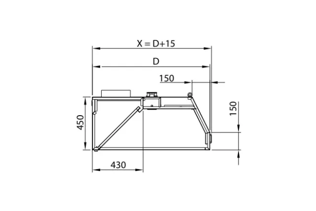 Okap przyścienny trapezowy ze stali nierdzewnej 3300x1200x450 mm Stalgast model 207